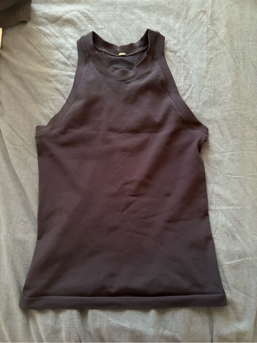 Athleta Navy Ribbed High-Neck Tank